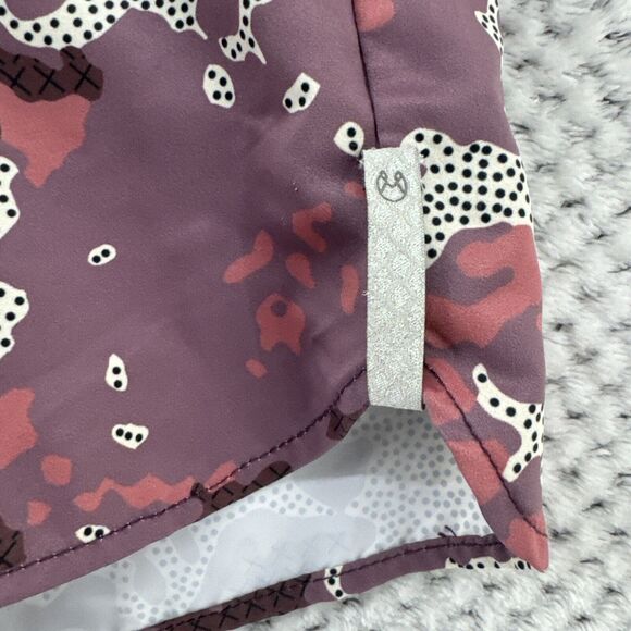 Maaji Shorts Women L Purple Abstract Running Shorts Build In Briefs Side Pockets - Picture 3 of 14